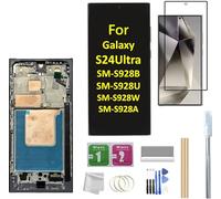 Galaxy S24 Ultra LCD Screen with Frame Replacement for Samsung Galaxy S24 Ultra SM-S928B SM-S928U SM-S928A LCD Screen Display Touch Digitizer with Frame+Tool (Black)