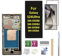Galaxy S24 Ultra LCD Screen with Frame Replacement for Samsung Galaxy S24 Ultra SM-S928B SM-S928U SM-S928A LCD Screen Display Touch Digitizer with Frame+Tool (Gray/Violte)