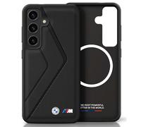 Galaxy S25 BMW MagSafe Case Embossed Faux Leather Black Metal Logo