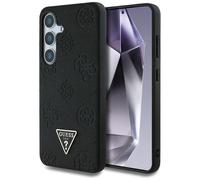 Galaxy S25 Guess Leather Case Black MagSafe Triangle Logo Gold