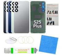 Galaxy S25 Plus Back Cover Glass Replacement with Pre-Installed Camera Lens + Installation Manual + Repair Tools for Samsung Galaxy S25 Plus SM-S936 All Carriers (Silver Shadow)