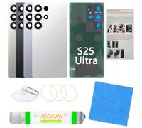 Galaxy S25 Ultra Back Screen Glass Cover Replacement with Pre-Installed Camera Lens + Installation Manual + Tools for Samsung Galaxy S25 Ultra SM-S938 All Carriers (Titanium Whitesilver)