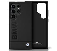 Galaxy S25 Ultra BMW Genuine Leather Black Logo Metal Case