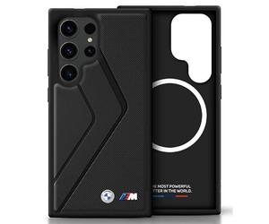 Galaxy S25 Ultra BMW MagSafe Case Embossed Faux Leather Black Metal Logo
