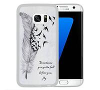 Galaxy S7 Edge Case,S7 Edge Case,Sometimes You Gotta Fall Before You Fly Characteristic Quote White Rubber Case For Samsung Galaxy S7 Edge