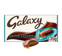 Galaxy Salted Caramel Chocolate Sharing Bar 135g, A Large Block of Smooth Milk Chocolate with Salt & Caramel Pieces, for Gifting, Snacking, Big Nights In, Picnics & Much More
