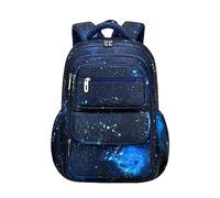 Galaxy School Backpack for Boys Kids - Large Primary Middle School Bookbag with Laptop Compartment - Water Resistant Ergonomic Rucksack for Teenagers - Blue Galaxy Starry Daypack
