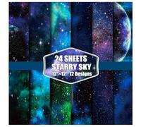 Galaxy Scrapbook Paper, 24 Sheets Space Themed Mixture Colored Scrapbooking Cardstock Folded Flat Specialty Patterned Paper for Card Making Photo Album Home Decoration