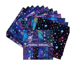 Galaxy Scrapbook Paper Pack, 24 Sheets Single-Sided Starry Night Patterned Paper for Scrapbooking, Card Making, Journaling DIY Art Projects, 11.8x11.8 Inches (D)