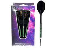 Galaxy Signature Series The Sniper Steel Darts, 21g, 90% Tungsten, 52mm Length, Black with Green Grip, Professional Dart Set with Flights and L-Style Shafts