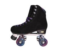 Galaxy Skates Mercury Twilight LED Roller Skates - Women's Suede Leather Light Up Quad Skates, Indoor Outdoor Skating, Adjustable Premium Roller Skates Multiple Sizes (6)