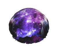 Galaxy Sky Luxury Shower Cap, Double Layer Protective Elastic Reusable Adjustable Shower Cap