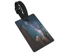 Galaxy Sky Nature Rocks Under Milky Way 2 PC PVC Luggage Tags Privacy Cover Silicone Luggage Tags Travel Suitcase Tags Travel Accessories