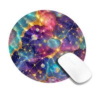 Galaxy Small Mouse Pad, Cosmic Abstract Stars Geometric Violet Round Rubber Washable Aesthetic Mousepads Idea for Home Office Desk Laptop Gamers Gift Round 8x8 Inch