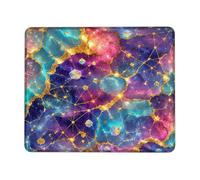 Galaxy Small Mouse Pad, Cosmic Abstract Stars Geometric Violet Square Rubber Smooth Mini Travel Desk Mousepad Desk Decor for Office Home Dorm Laptop Square 8x10 Inch