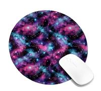 Galaxy Small Mouse Pad, Cosmic Abstract Stars Nebulae Violet Round Rubber Smooth Portable Travel Mousepad Decor for Home Office Work Gaming Desk Round 8x8 Inch