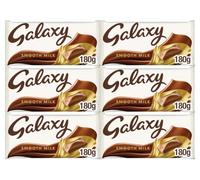 Galaxy Smooth Chocolate Bar 180g 6 Pack - Sharing or Gifting Chocolate Bars | Sharing Size, Multipack