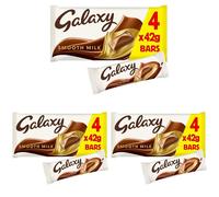 Galaxy Smooth Milk Chocolate Bars Multipack, Rainforest Alliance Certified Cocoa, 4 Bars of 42g (Pack of 3)
