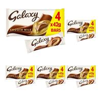 Galaxy Smooth Milk Chocolate Bars, Snack Bars, Sharing Pack, 4 x 42g (Pack of 5)
