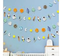 Galaxy Solar System Hanging Paper Garland, Astronauts Rockets Stars Hanging Decoration, Blast Off to Outer Space Banner for Kids Bedroom Birthday Party Decor Supplies, SONGTIY