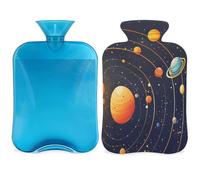 Galaxy Solar System Space Universe Planet Hot Water Bottle with Cover, 2L Hot Water Bag for Pain Relief, Neck Soft and Shoulder, Hand Feet Warmer, Hot and Cold Compress for Adult Kids