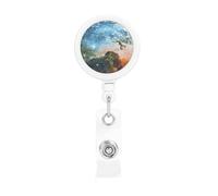 Galaxy Space. (2) Print Retractable Badge Holder with Clip Name Card Holders for Office Worker Doctor Nurse