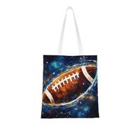 Galaxy Space American Football Print Canvas Tote Shopping Bag Reusable Foldable Grocery Bags Shoulder Bag for Travel, Beach, Gym, Work, School
