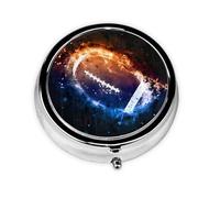 Galaxy Space American Football Printed Round Travel Pill Box Cute Small Metal Pocket Pill Case for Men & Women 3 Compartment Portable Pill Organizer for Purse or Pocket