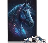 Galaxy Space Animal Horse 500 Wooden Puzzle for Adults, Jigsaw Puzzles for Adults Unique Shape Puzzle Gifts, Puzzles for Family Game 500pcs (52x38cm)
