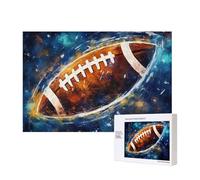 Galaxy Space Football Printed 300 Pieces Jigsaw Puzzle with Storage Box, Wooden Puzzle for Adults and Kids, Family Fun Decorative Game, 40x28 CM