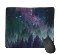 Galaxy Space Forest Mouse Pad,Night Sky Forest Square Waterproof Mouse Mat,Non-Slip Rubber Base Durable Stitched Edges Computer Mousepad for Gaming Home Office Wireless Mouse 9.4"x7.9"