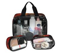 Galaxy Space Funny Skull Travel Makeup Bag for Women Men, Skull Translucent Cosmetic Bags 3 Pcs Large Shower Wash Pouch Toiletry Cosmetic Toiletries Organizer