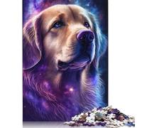 Galaxy Space Golden Retriever Wooden Jigsaw Puzzles for Adults, 500 Piece Puzzle Educational Games Jigsaw Puzzle Gifts for Christmas Birthday 500pcs (52x38cm)