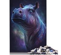 Galaxy Space Hippo 500 Piece Jigsaw Puzzle Family Fun Jigsaws for Adults And Challenging Game,stress Relief Games And Unique Gifts 500pcs (52x38cm)