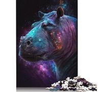 Galaxy Space Hippo Jigsaw Puzzles for Adults 500 Piece Jigsaw Puzzles for Wooden Puzzles Challenging Game Family Activities 500pcs (52x38cm)