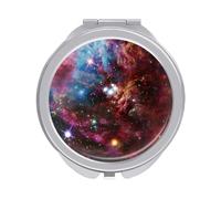 Galaxy Space Nebula Stars Purple Dark Style Folding Make Up Mirror, Compact 2X/1X Magnification Mirror, Women Portable Travel Makeup Mirror 2.4 x 2.4 inch