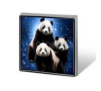 Galaxy Space Panda Bear Funny Lapel Pins Square Brooch Tie Suit Dress Accessories for Men Women Wedding Birthday