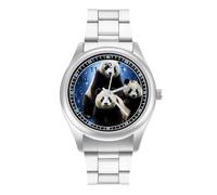Galaxy Space Panda Bear Personalized Quartz Watch Stainless Steel Wrist Watches with Arabic Numerals for Men Women