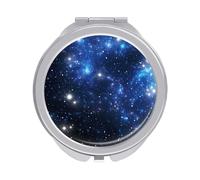 Galaxy Space Shiny Stars Nebula White Glaring Stars Folding Make Up Mirror, Compact 2X/1X Magnification Mirror, Women Portable Travel Makeup Mirror 2.4 x 2.4 inch