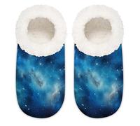 Galaxy Space Star House Slippers for Women Men, Space Nebula Memory Foam House Shoes Comfy Anti-Slip Slipper Socks for Indoor Bedroom, Sizes 10.5-12