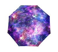 Galaxy Space Star Nebula 3 Fold Auto Open Close Umbrella for Rain Windproof Outdoor Travel Umbrellas Compact Lightweight Sun UV Protection Folding Umbrella for Kids Men Women