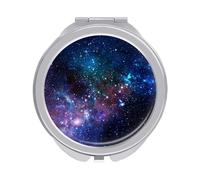 Galaxy Space Stars A Nebulae Universe Purple Blue Black Folding Make Up Mirror, Compact 2X/1X Magnification Mirror, Women Portable Travel Makeup Mirror 2.4 x 2.4 inch