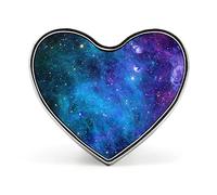 Galaxy Space Stars Abstract Blue Turquoise Purple Nebula Heart Brooch Pin, Unisex Smooth Surface Lapel Tie Pin, Lightweight Badge Jewelry Crafts Decor for Costume Accessory Men Women