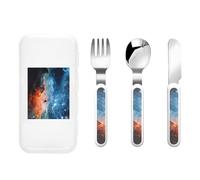 Galaxy Space Three-Piece Set of Children's Cutlery-Safe and Durable Plastic Pp+430 Stainless Steel, Suitable for Kindergartens, Picnics, Birthday Parties and Other Scenes.