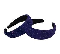 Galaxy Space Ultra Violet Galactic Womens Headbands, Vintage Thick Hair Bands, 2 Packs Velvet Padded Headbands for Girls, Wide Hair Band Hoops