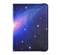 Galaxy Sparkling Dark Blue Leather Passport and Vaccine Card Holder Combo for travel Vaccine Case Protector Cover Document Organizer Holder Accessories for men Lightweight, galaxy sparkling dark blue