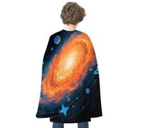 Galaxy Spiral Nebula Halloween Cape for Women Men Dress Up Accessory | Reversible Red & Personalized Satin Cloak Full Length Cloak Spooky Vampire Witch Cosplay Costume for Christmas, Party, Stage