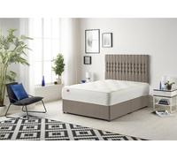 Galaxy Sprung Memory Foam Divan Bed with Headboard In Tweed Fabric Somnior Brown Small Single