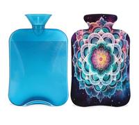 Galaxy Star Bohemian Mandala Hot Water Bottle with Cover, Ethnic Flower 2L Hot Water Bag for Pain Relief, Neck Soft and Shoulder, Hand Feet Warmer, Hot and Cold Compress for Adult Kids