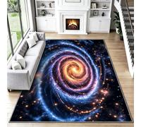 Galaxy Star Cosmic Bedroom Rugs 140x200cm Non-Slip Indoor Area Rug | Spiral Nebula Sci-fi Washable Large Mat for Living Room Bedside Hallway Kids Room, Soft Low-Pile Carpet Home Decor